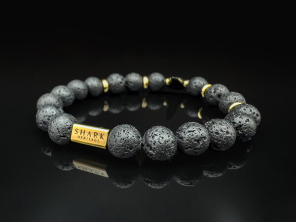 shark fossil bracelet with lava rock gemstones