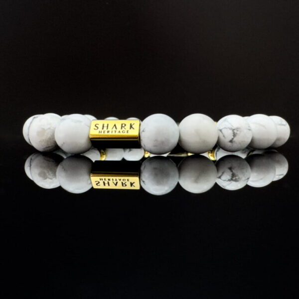 Fossil shark tooth bracelet with howlite gemstones