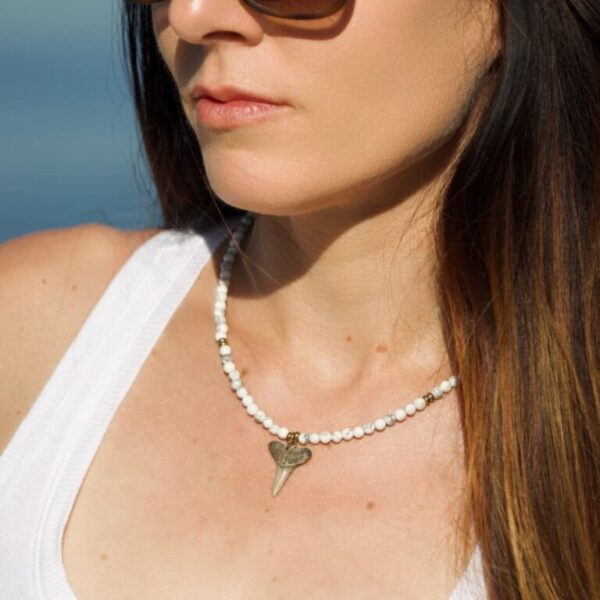 fossil shark tooth necklace for women