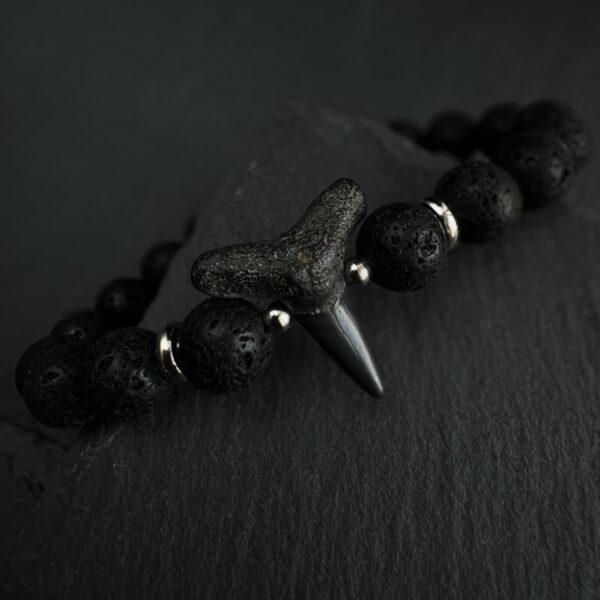 Lava Rock Fossil Shark Tooth Bracelet - COURAGE