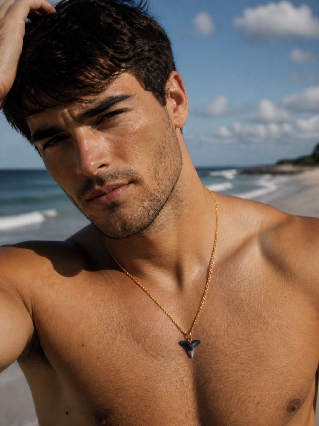 Bull shark tooth necklace with 18k gold PVD plated chain